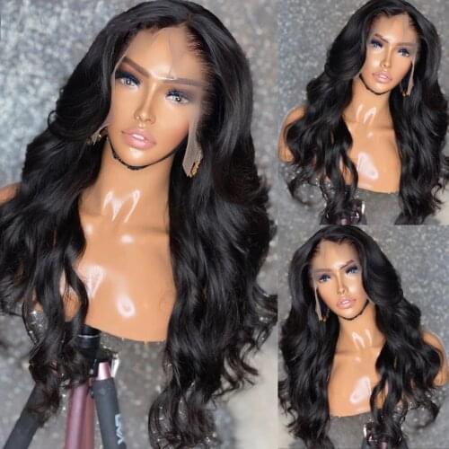 Body Wave Lace Front Wig For Black Women Long Straight Natural Hair Headband Wig Curly Water Wave Lace Front Synthetic Hair Wig