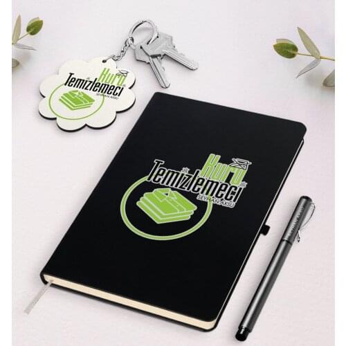 Personalized Dry Cleaner Black Notebook Pen And Keychain Gift Set