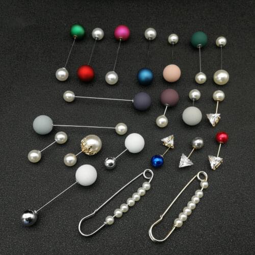 Simple Imitation Pearl Brooch For Women New Multiple Designs Long Needle Suit Pins Sweater Dress Accessories Fashion Jewelry