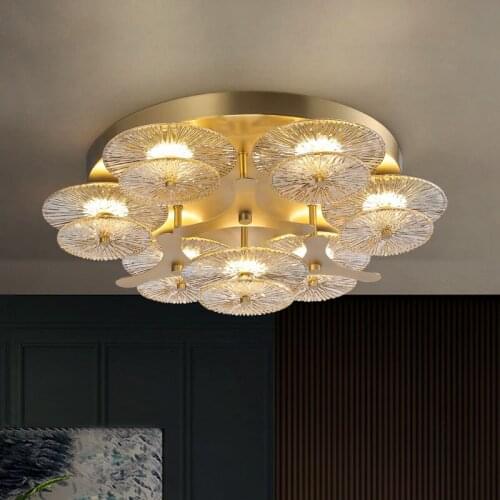 Luxury Copper Led Ceiling Lamp Living Room Bedroom Dining Room Postmodern Creative Ceiling Chandelier Villa Ceiling Lighting