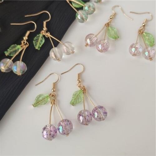 Female Cute Joker Of Fruit Cherry Pendant Earrings For Women Girls Fashion Acrylic Charm Dangle Ear Jewelry Party Gifts