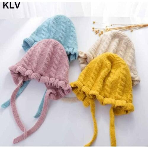 Princess Baby Girl Hat Laciness Knit Winter Newborn Hat Baby Bonnet Enfant Hats Kids Cap for Girls Warm New Born Cap 6-36 Month
