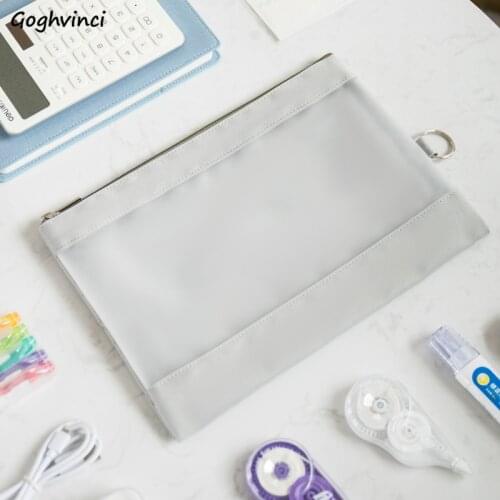 Summer Transparent Bags Simple Patchwork B5 A4 File Bag Folder Paper Pencil Pouch Zipper Office Document Portfolio Stationary