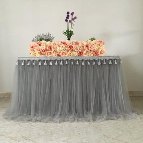 Wedding Decoration Props Table Skirt Birthday Party Banquet Dessert Table Cloth Apron Gauze Fluffy Table Skirts Customizable