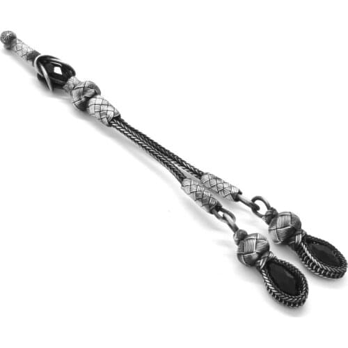 Tesbihane Black Zircon Stone 2li 1000 Sterling Silver Kazaz Tassel