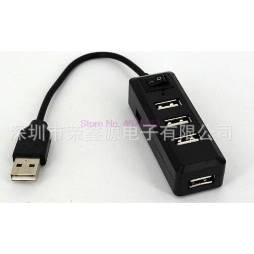 100pcs External 4 Ports USB Hub USB2.0 On/Off Switch Splitter High Speed for Windows for Vista 7 for Mac OS 9.1 USB2.0 Hubs