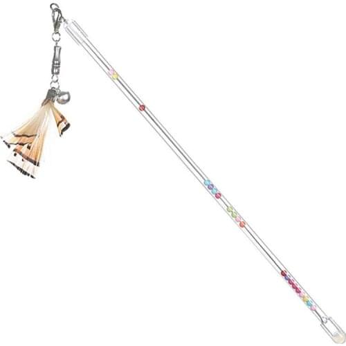 Cat Feather Toy Kitten Feather Teaser Wand Retractable Interactive Cat Feather Stick With Bell Catcher Product For Cats