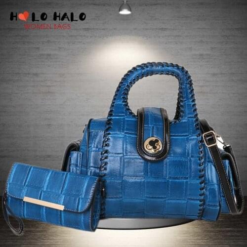 Female Purses and Handbags 2 Pcs Bag Set Fashion Crossbody Bags Womens Wallet High Capacity Solid Color PU Leather Shoulder Bag