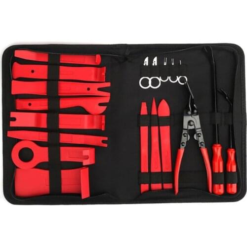 19PCS/Set Auto Trim Removal Tool Car Pry Tool Kit, Door Panel Clip Removal Set for Vehicle Dash Radio Audio Installer with Bag