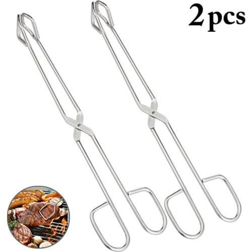2pcs Food Tongs Stainless Steel Heavy Duty Multiuse Cooking Tongs Scissors Tongs Kitchen Tools BBQ Accessories For Picnic