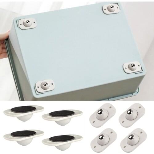4pcs Caster Pulley 360 Degrees Universal Wheel Sticky Low-noise Storage Box Roller, Stainless Steel Pulley/Plastic Pulley