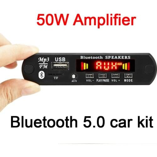 50W Amplifier Bluetooth5.0 MP3 WMA Decoder Board Audio Module USB FM TF Radio Car USB MP3 Player With Recording