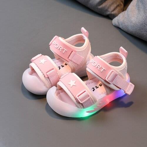 Baby Boys Sandals Flashing Lights Open Toe Toddler Girls Sandals Summer New Luminous Sport Shoes LED Childrens Sandals E935