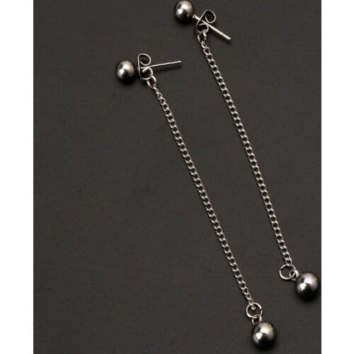 Elegant Stainless Steel Long Tassel Chain Dangle Drop Earrings KPOP Boy Jewelry U2JF