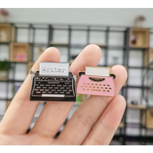 Cartoon Printer Fax Machine Enamel Pins Classical Office Supplies Writer Brooches Denim Collar Badge Pins