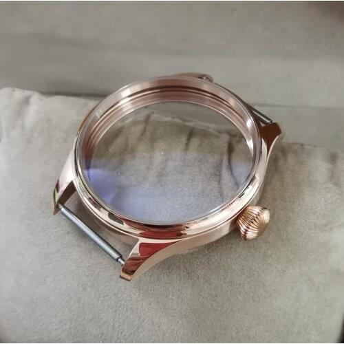 GEERVO No logo rose gold 41mm Little pilot Stainless steel watch case Mineral glass or sapphire crystal Diamond shape crown