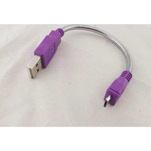 10pcs USB 2.0 A Male Plug to USB Micro 5 Pin Male Plug Extension Flexible Metal Stand Cable 15cm