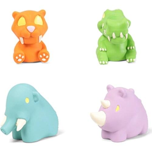 Dog Toy Q-MONSTER Thick Walled Natural Rubber Squeaky Toy Grey Animal Interactive Pet Toy