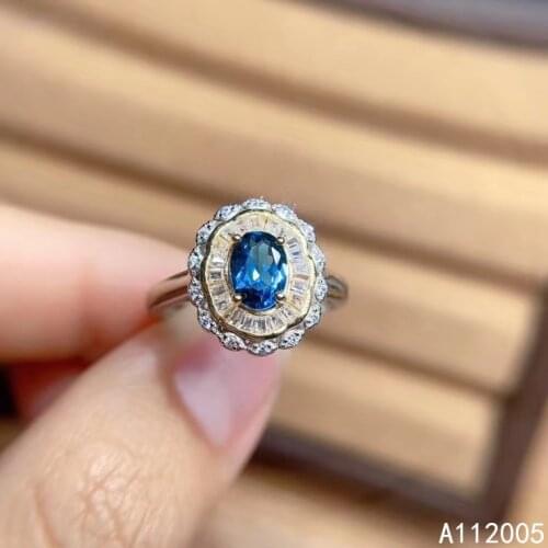 KJJEAXCMY fine jewelry 925 sterling silver inlaid natural blue topaz gemstone new Female ring noble Support test hot selling