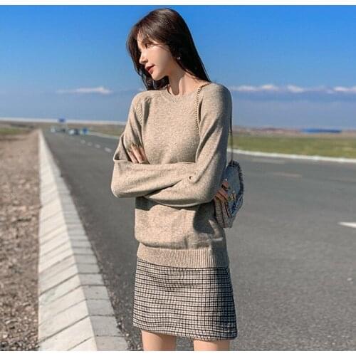 Plaid Skirt Female Casual High-Waisted Skirt Ladies Patchwork Zipper Short Womens Clothing 2021 Mini Skirts Korean Fashion