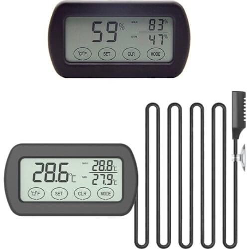 Reptile Pet Box Incubator Egg Hatching Thermometer Hygrometer with Porbe + Touch Screen + Alarm Fuction +Max Min Display