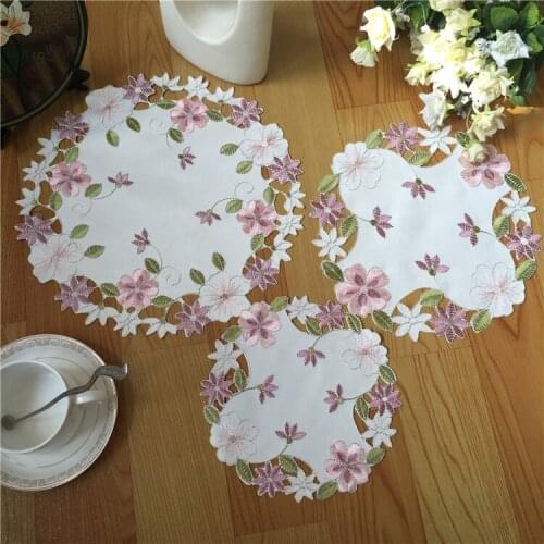 Meal dish mat Elegant Embroidery Table Runner Pastoral Fabric Tea tablecloth, Luxury Table mat table Cover for decoration