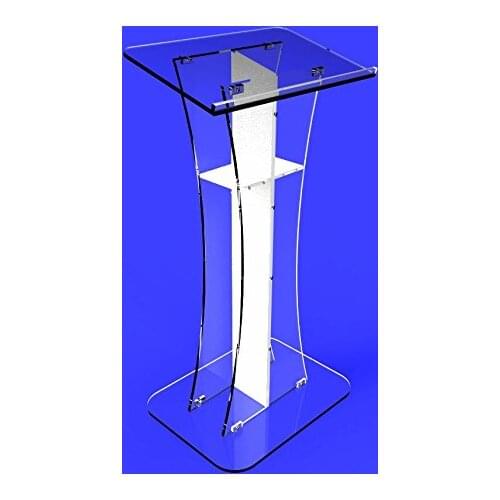 Fixture Displays Podium Clear Ghost Acrylic / white Cross FULLY ASSEMBLED! ASSEMBLED
