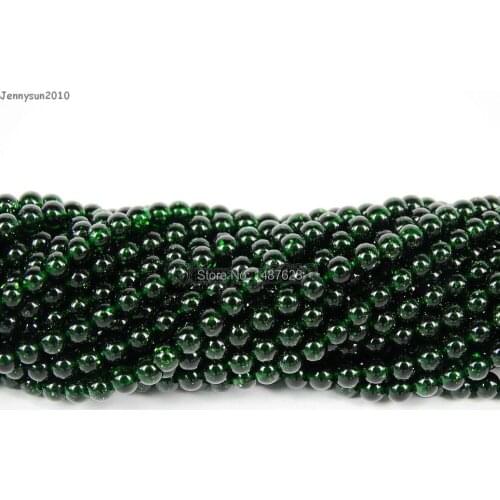 Natural Green Sand Gems Stones 2mm Smooth Round Spacer Loose Beads 15'' Strand for Jewelry Making Crafts 5 Strands/Pack