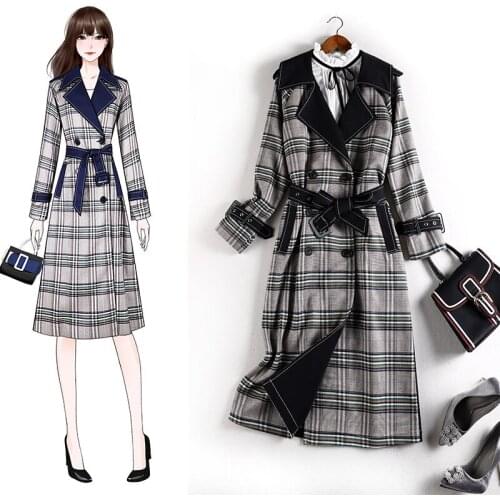 Autumn Wear New Large and Long Windbreaker Skinny Jacket Trench Gothic Coat for Women Fashion Manteau Femme 8873