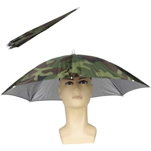 Portable Rain Umbrella Hat Army Green Foldable Outdoor Sun Shade Waterproof Camping Fishing Headwear Cap Beach Head Hats