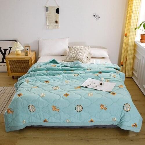 Washed Cotton Summer Simple New-Style Dormitory Home Supplies Comfortable Soft Skin Washed Cotton Printed Summer Cool Quilt