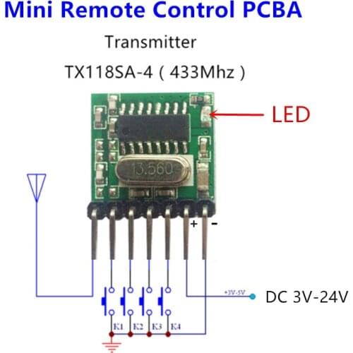433 mhz Mini Wireless RF Remote Control 1527 EV1527 Learning code 433mhz Transmitter For Gate garage door Alarm Light controller