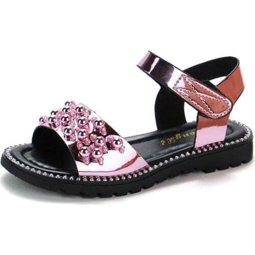 Kids Fashion Beading Big Girls Sandals 2020 New Summer Girls Princess Shoes ChildrenS Beach Sandals 3 4 5 6 7 8 9 10 11 12 Year