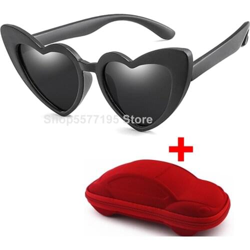 Baby girl sunglasses for children heart 2020 TR90 black pink red heart sun glasses for kids polarized flexible uv400 with box