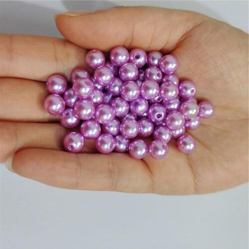 Light Amethyst 3-12mm straight holes round imitation plastic pearl beads for jewelry accessories Beads & Jewelry Making