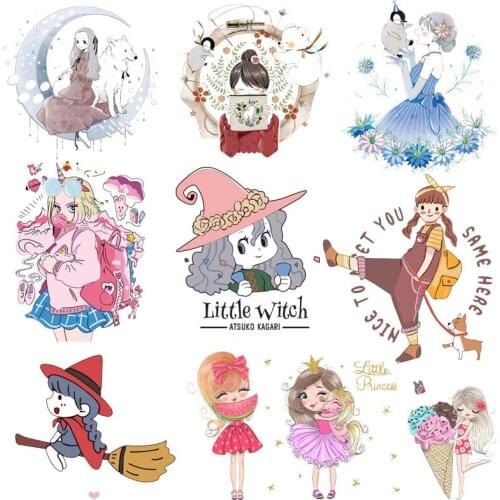 Beautiful Girls Thermo Transfer Stickers On Clothes DIY Iron On Patches For Clothing Washable Women T-shirt Patch Applique