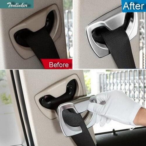 Tonlinker 2 PCS Car DIY ABS Chrome B-pillar Seat Belt Light Box Car Cover Case Stickers For Bmw 3 5 Series 320li x5 3GT 428i