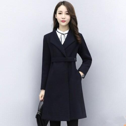 High Quality Plus Size Middle Long Style Wool Coat Clothes Womens 2021 Autumn Winter Korean Thin Thickened Woolen Outwear S-4XL