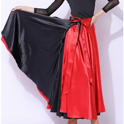 New Latin Dance Skirt Women Hip Scarf Red Bullfighting Skirt Flamengo Performance Clothing Lace-Up Long Skirt Stage Wear VDB3075