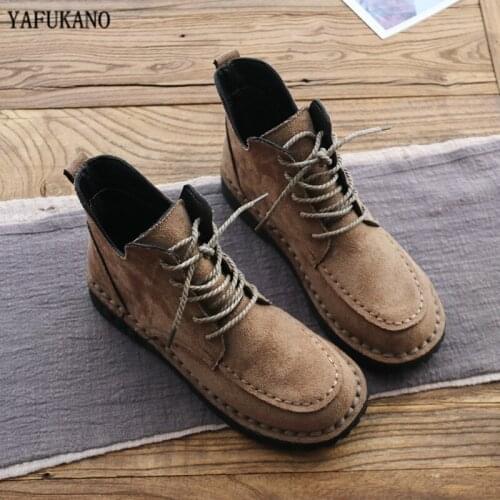 Retro Soft-Soled Womens Ankle Boots Korean New Literary British Handmade Comfort Short Boots Mori Girl Casual High-Top Flat Shoe