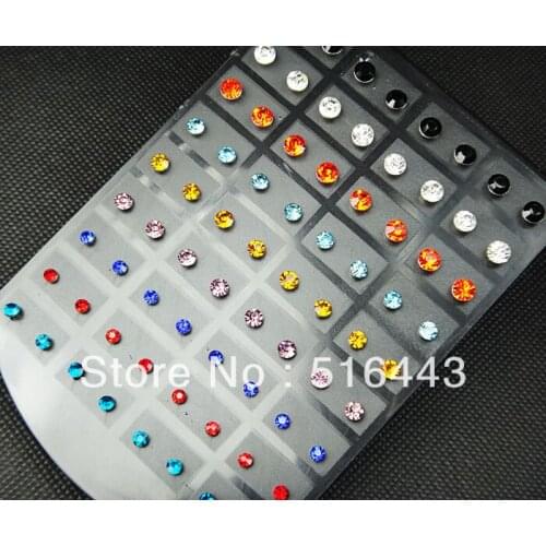 A-268 Mix Colr Czech Rhinestones 216pcs Stainless steel Stud Earrings for Womens or Mens Wholesale Fashion Jewelry Lots