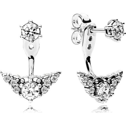 Original Fairytale Tiara With Crystal Stud Earrings For 925 Sterling Silver Earring Women Party Gift Europe DIY Jewelry