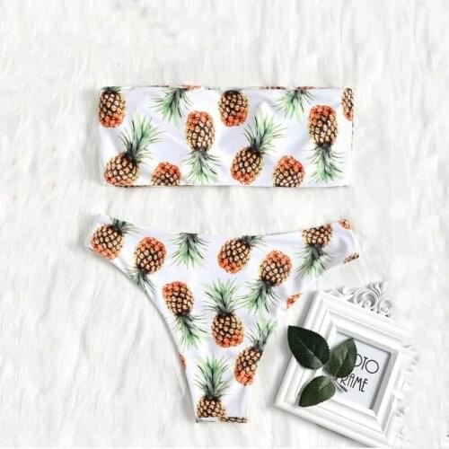 Women Print Tube up Two Pieces Bikini Push-Up Swimsuit Swimwear Beachwear Swimwear Women Bikini Set 2020 Sexy Swimsuit Mujer