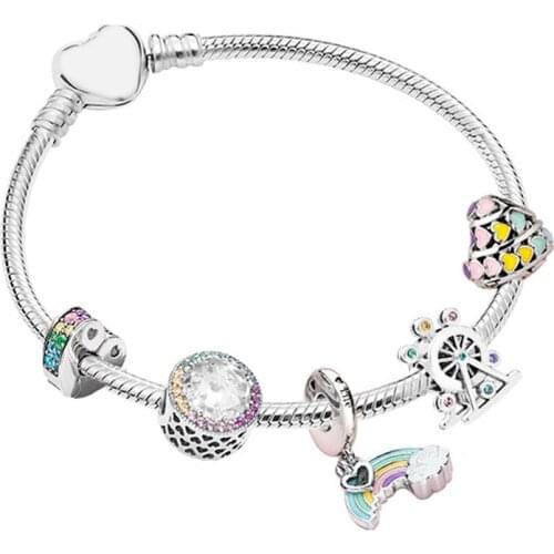 NEW 100% 925 Sterling Silver Magic Dream Neon ZT0142 Bracelet String Ornaments Gift Set Original Women Jewelry Charming Gift