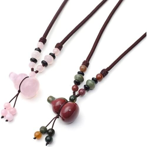 1PC Statement Jewelry Natural Stone Beads Gourd Bottle pendant Necklace Women Necklace Bohemian Women Jewelry dropship suppliers