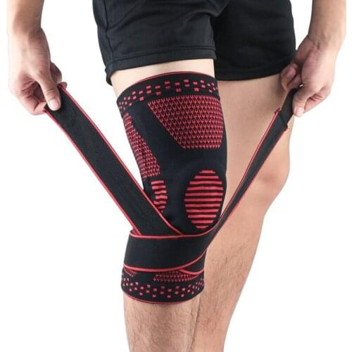 1 pc Patella Knee Protector Brace Silicone Spring Knee Pads Basketball Knitted Compression Elastic Knee Sleeve Support Sports