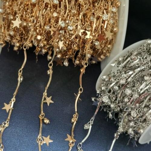 1Yard/Lot Copper Rhinestone Star Chain tassel Creative Handmade DIY Earring Accessories Necklace Bracelet Ear Jewelry Material