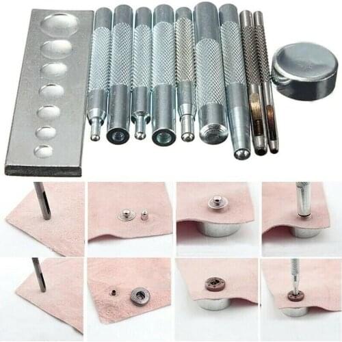 11PCS/ Set Die Punch Snap Rivet Tools for 633/655/831/201Metal Snap Fastener Installation Tool Leather Bag Clothes Repair