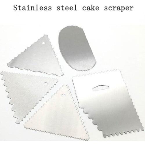 5 pcs / set Metal Dough Icing Fondant Scraper Cake Decorating Baking Pastry Tools Plain Edge Spatulas Cutte Kitchen Accessories