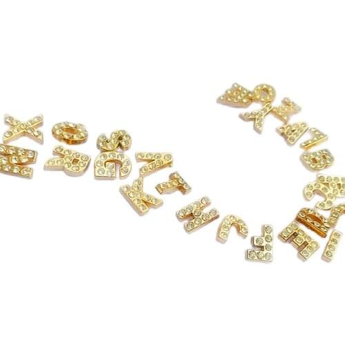 Allory Rhinestone Gold Color Letters A-Z Alphabet Rivet Cap Stud Bag Hat Belt Jeans Chocker Decoration Leather Craft Accessoires